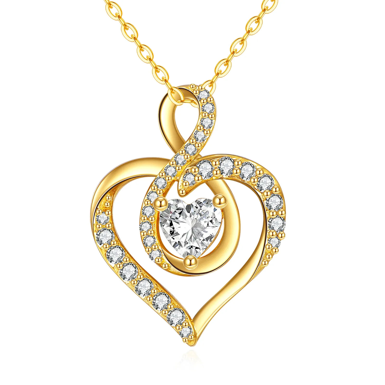14K Gold Cuore Cubic Zirconia Infinity Symbol Collana per le donne Best Friends