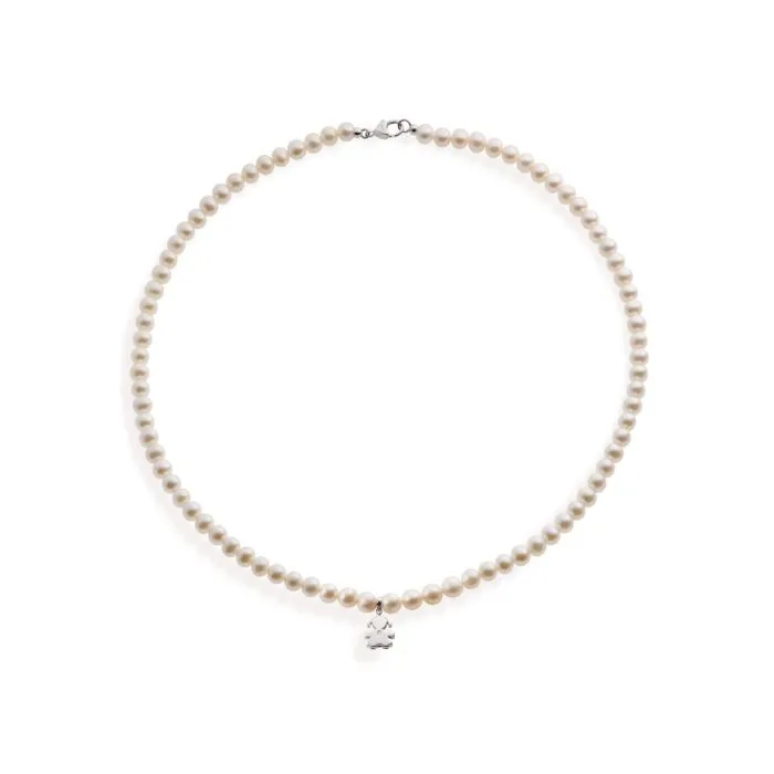 Collana Donna le Bebè Bimba Oro Bianco, Perle E Diamante