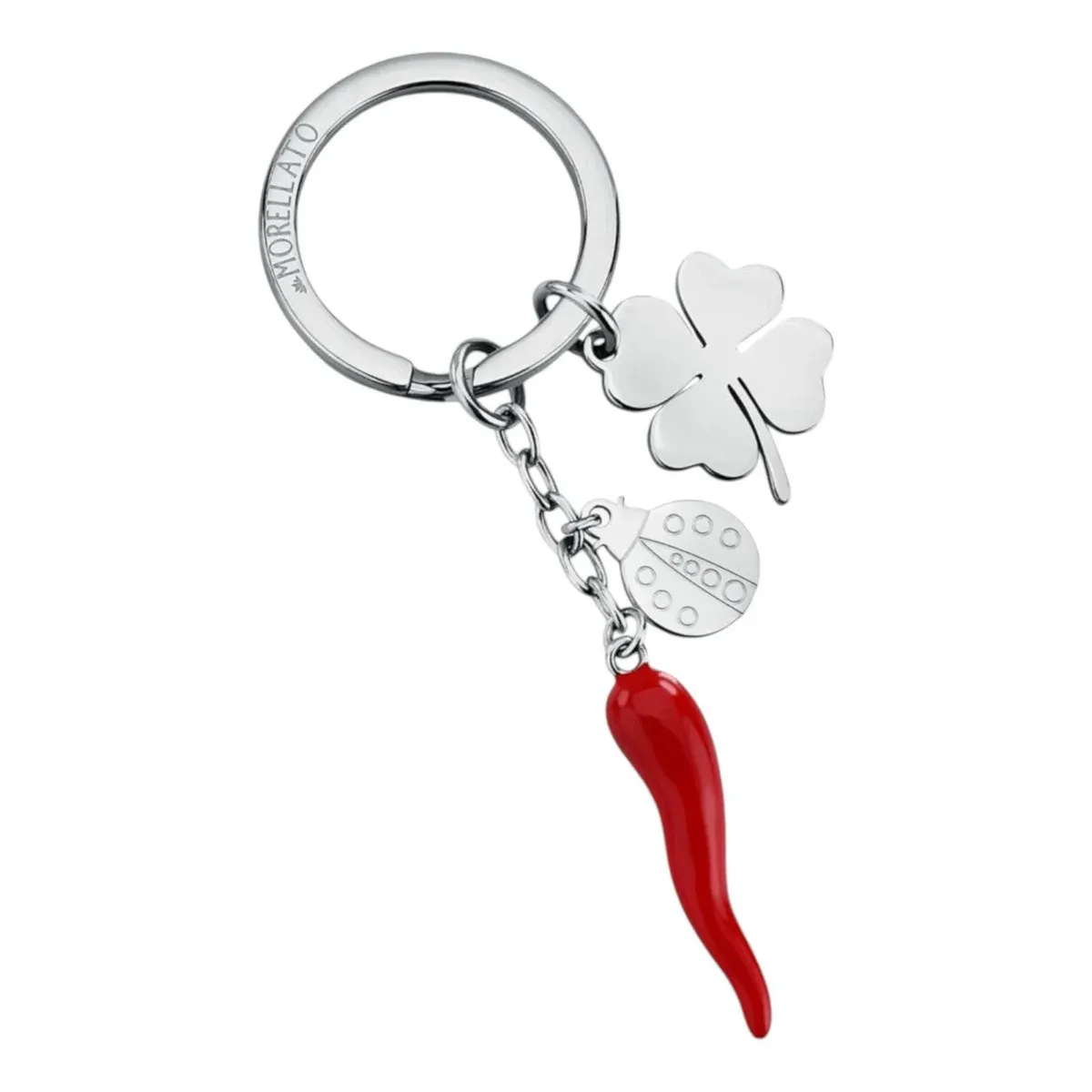 Portachiavi Morellato Lucky Cornetto, Quadrifoglio e Coccinella
