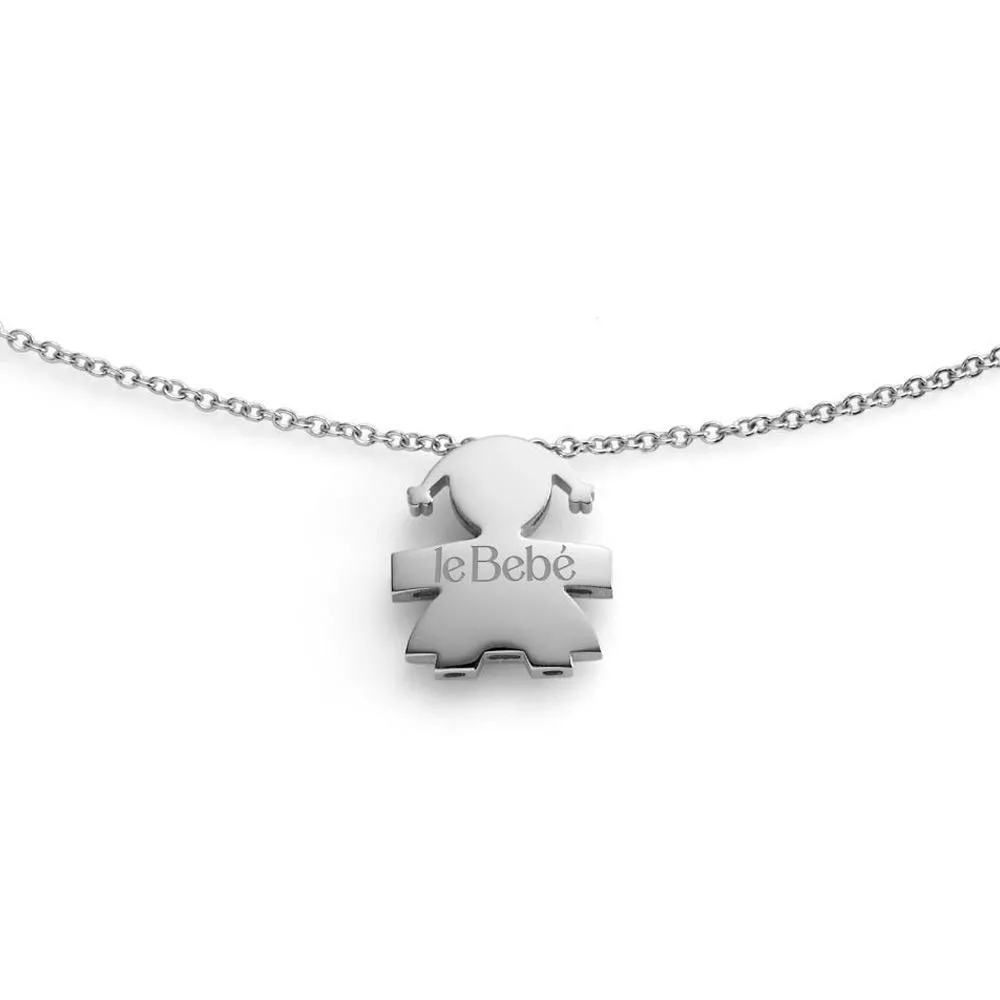 Collana Donna le Bebe' Sagoma Bimba Oro Bianco 18 Kt