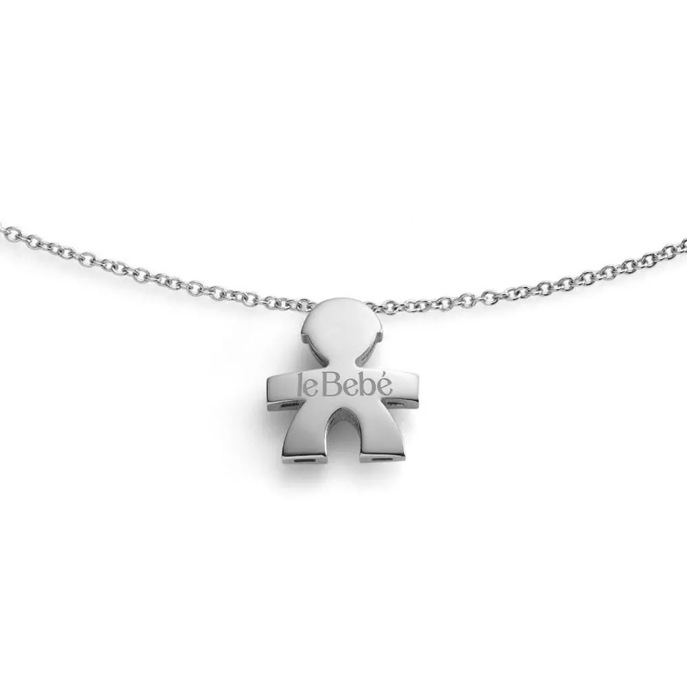 Collana Donna le Bebe' Sagoma Bimbo Oro Bianco 18 Kt