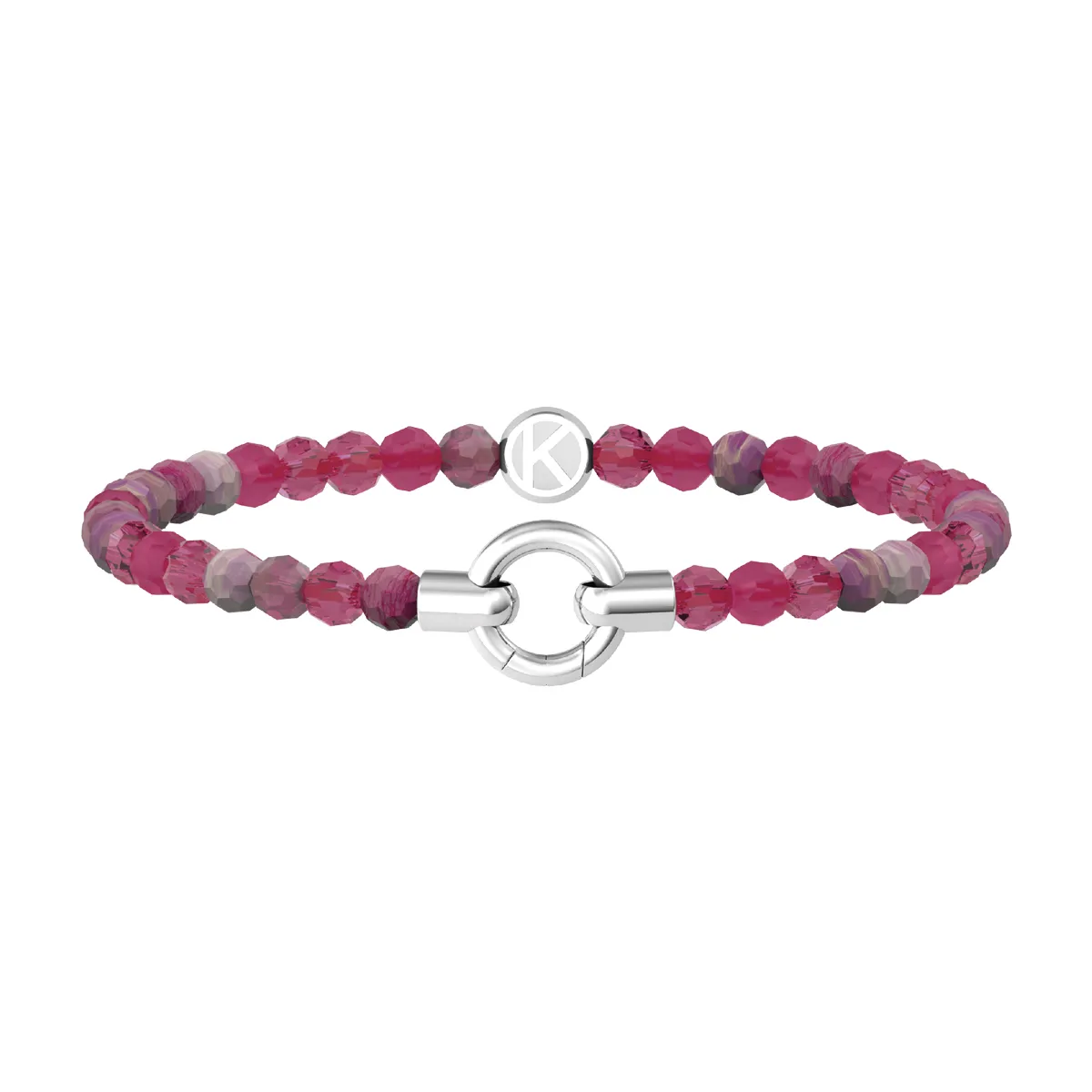 Bracciale Elastico Donna Componibile con Agata Fucsia