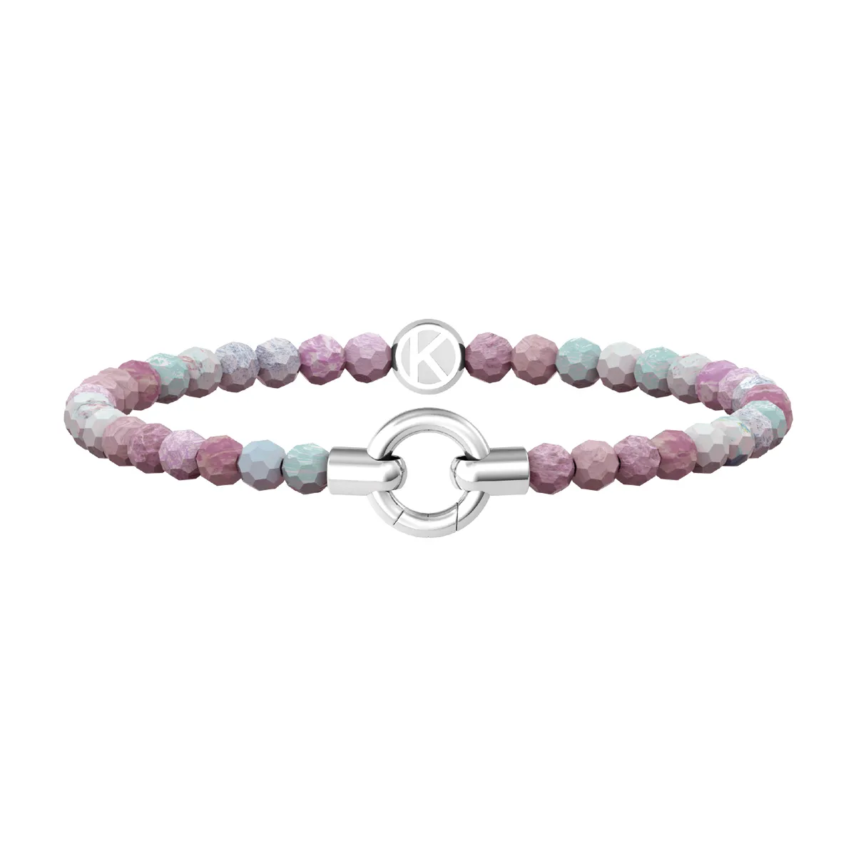 Bracciale Elastico Donna Componibile con Agata Rosa