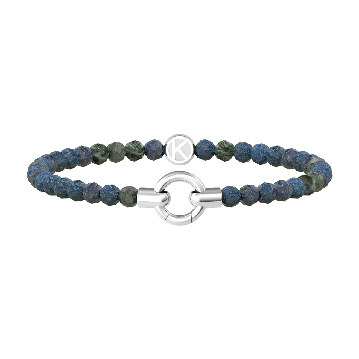 Bracciale Donna Kidult Elastico Componibile con Agata Azzurra Striata