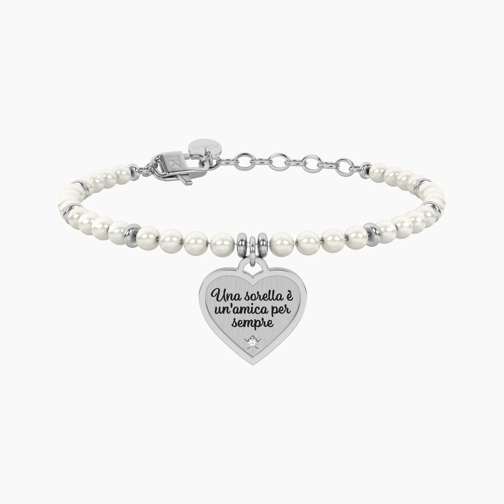 Bracciale Donna Kidult Family Perle con Ciondolo Cuore per Sorella