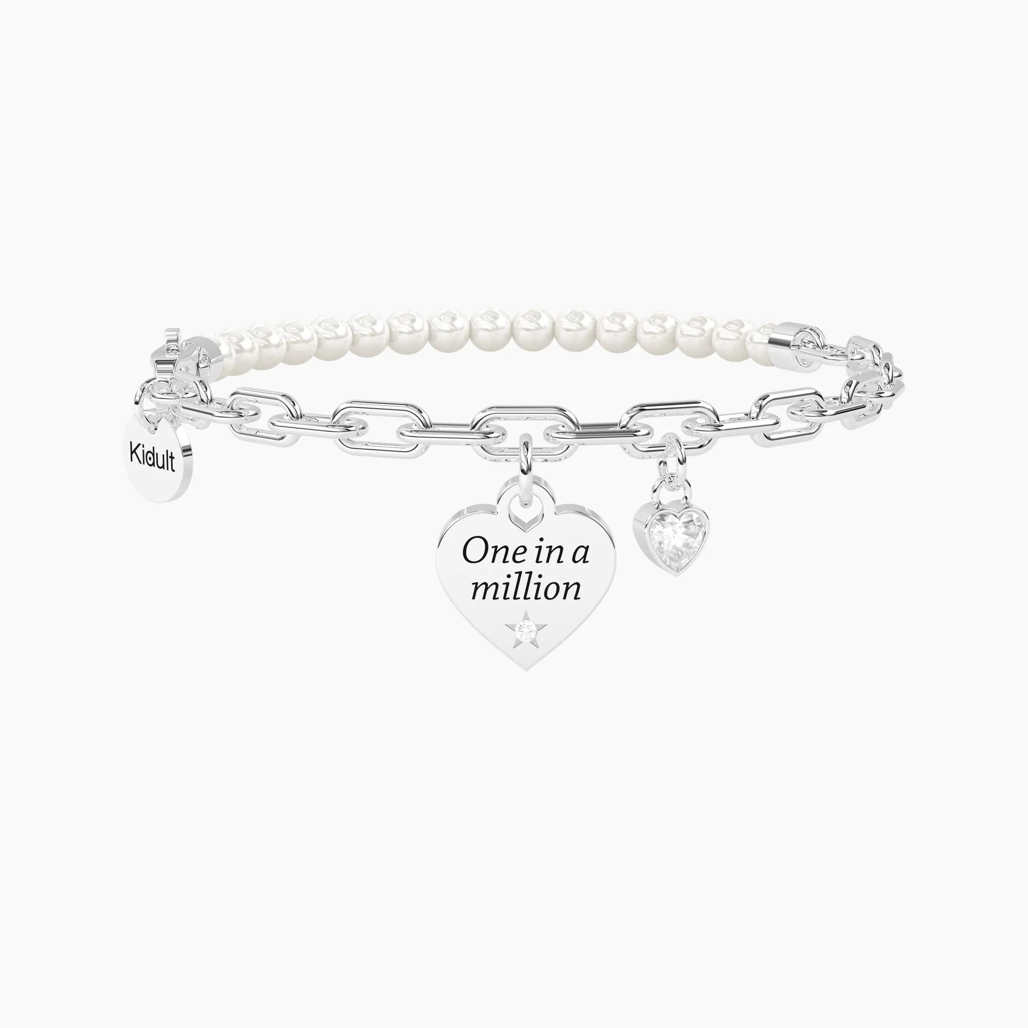 Bracciale Donna Kidult Love Regolabile con Perle E Zircone One in a Million