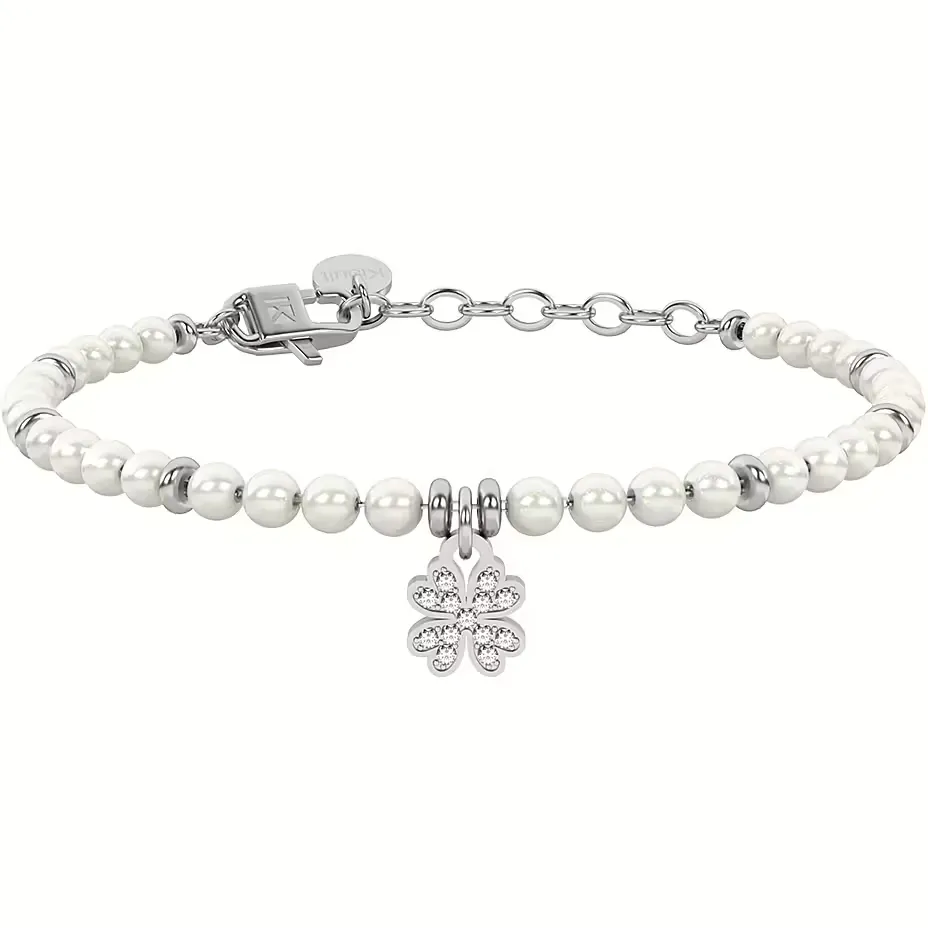Bracciale Donna Kidult Symbols Perle con Ciondolo Quadrifoglio