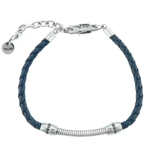 Bracciale Uomo Paciotti Ecopelle Blu E Zirconi Neri