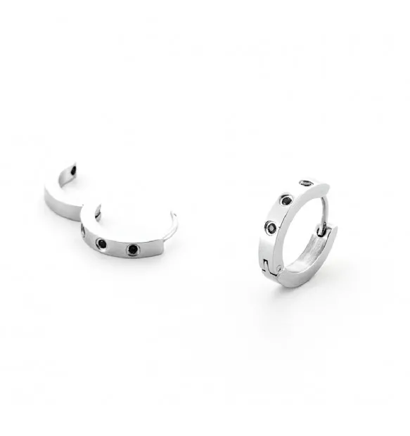 Orecchini Uomo Paciotti Cerchi con Zirconi Neri