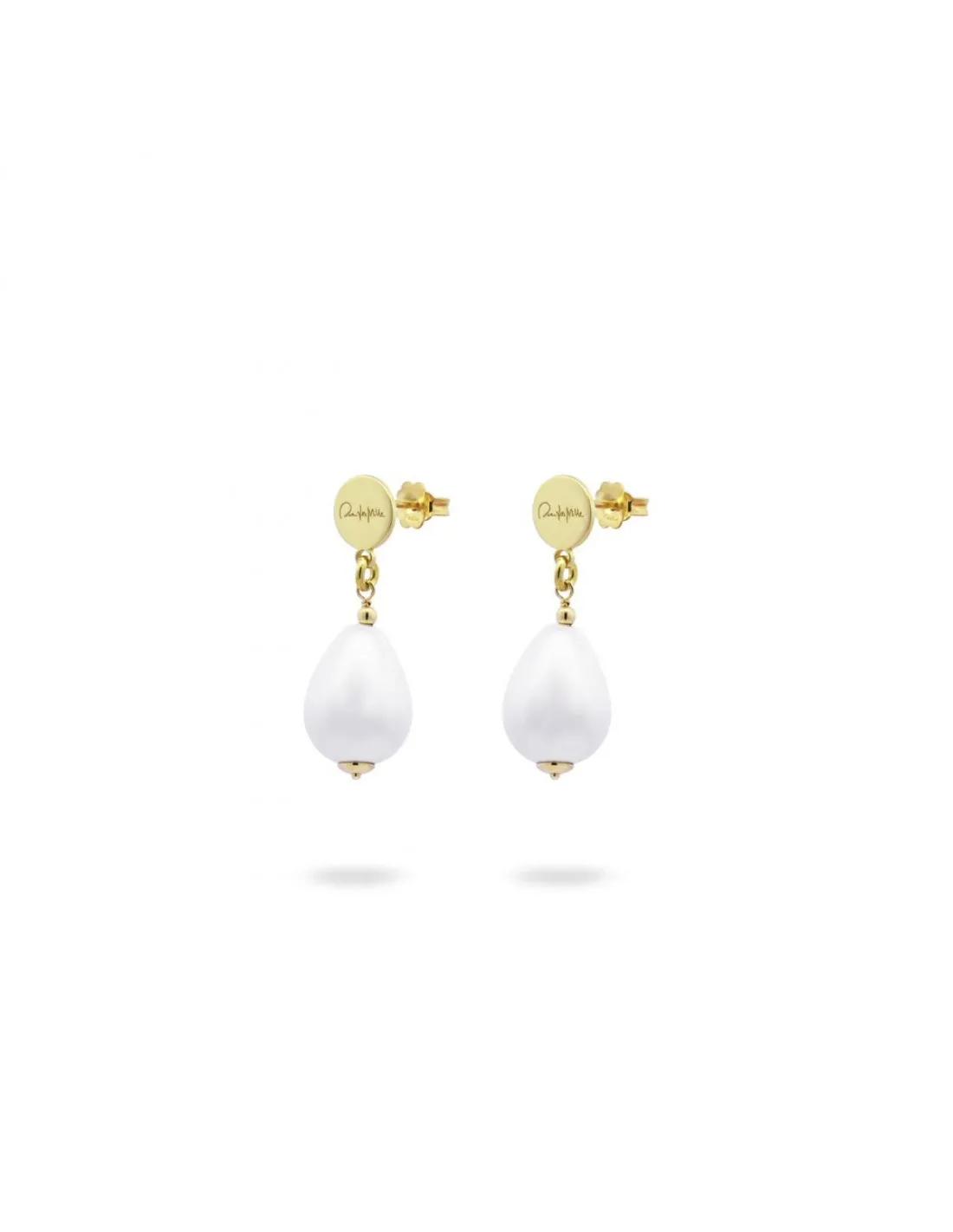 Orecchini Donna Rue Des Mille Whiteside in Argento Dorato E Goccia di Perle