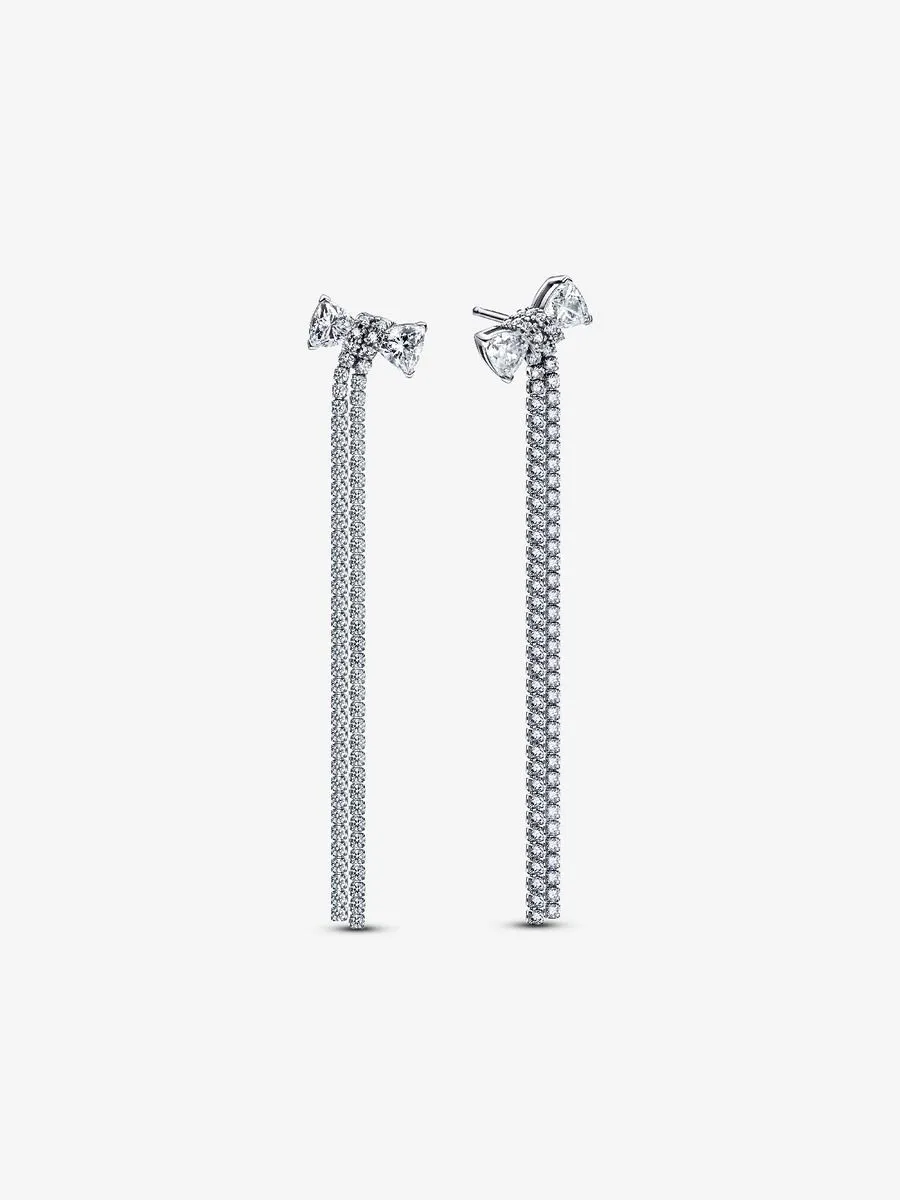 Orecchini Pandora Pendenti Fiocco Liminoso e Pavè a Cascata