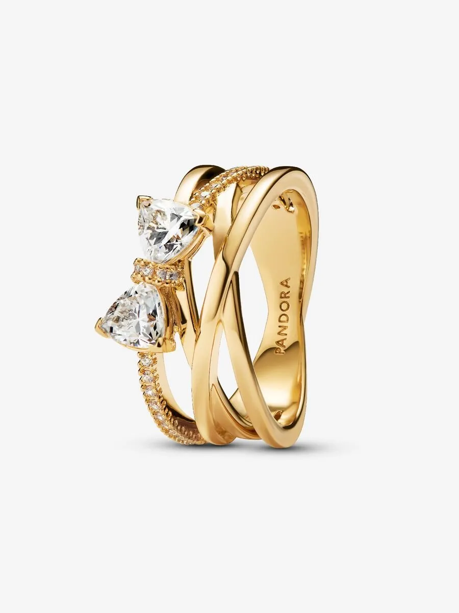 Anello Pandora Fascia Intrecciata Sottile con Fiocco Luminoso