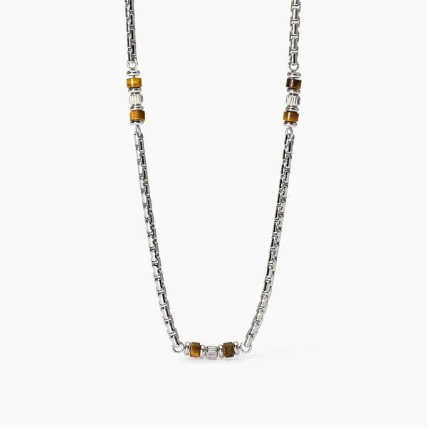 Collana 2Jewels uomo Station Catena veneta e occhio di tigre