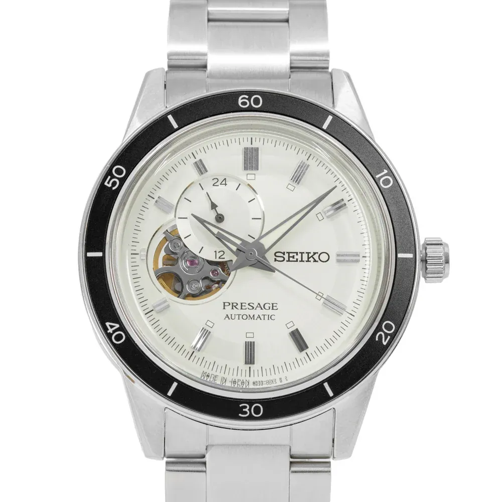 Orologio Uomo Seiko Style 60's Automatico con open heart  con Quadrante Silver 40 mm