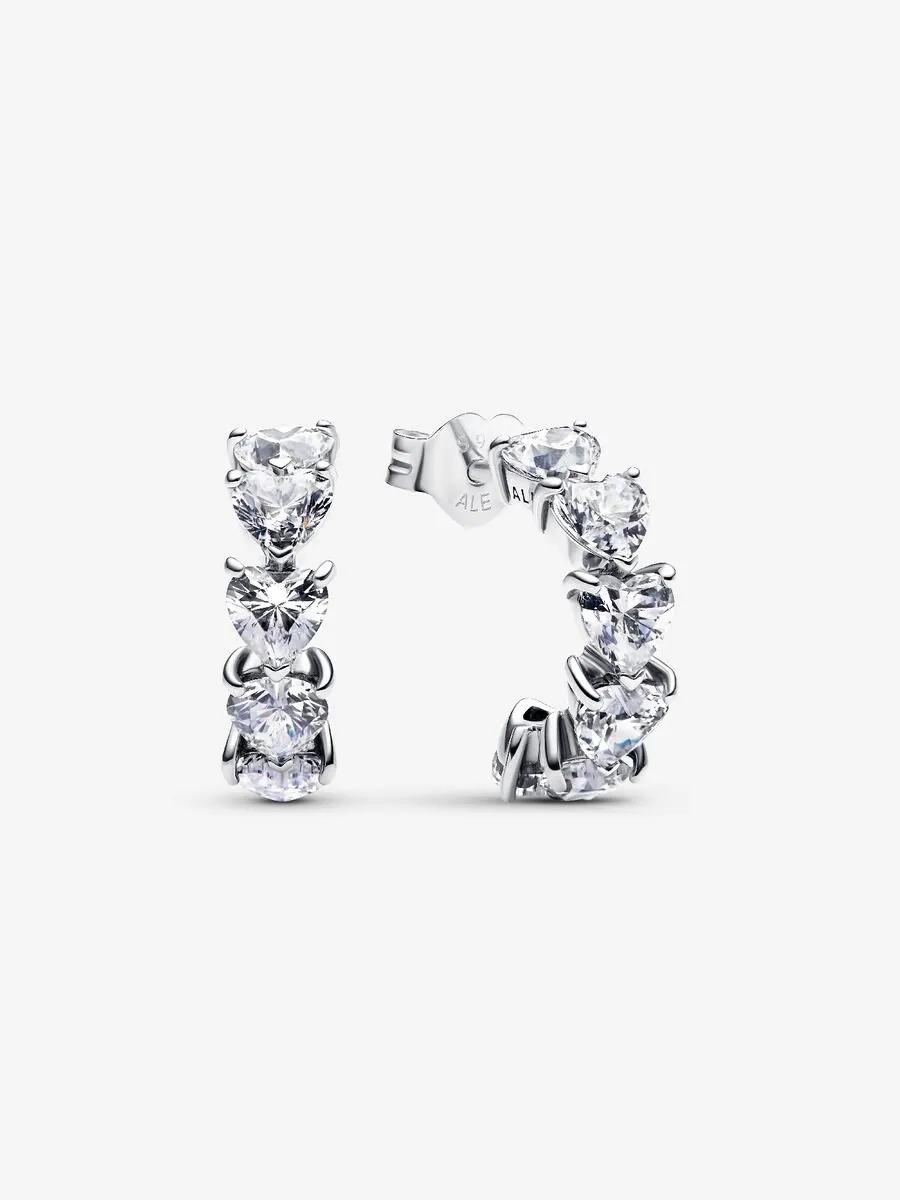 Orecchini Pandora Cerchi Aperti Fascia Cuori