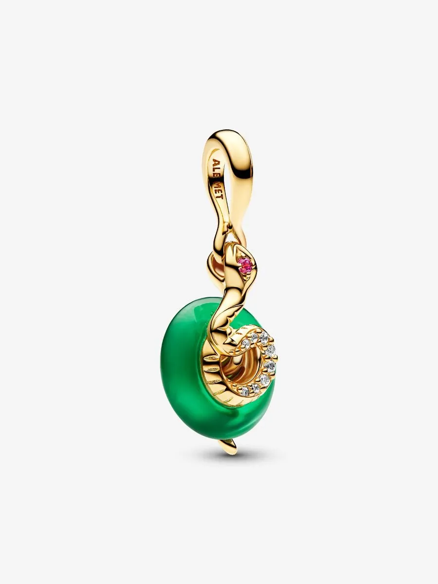 Charm Pendente Pandora Serpente Vetro di Murano Verde