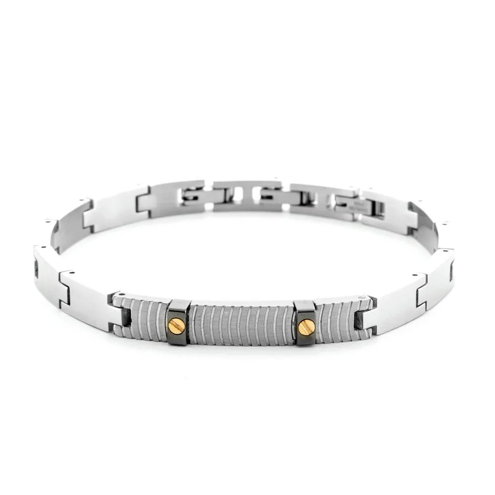 Bracciale Uomo Paciotti in Acciaio pvd Nero e Oro 18 kt