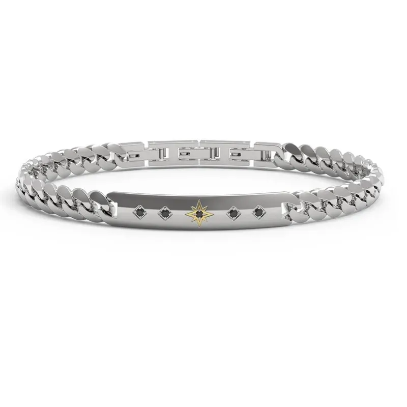 Bracciale Uomo Paciotti con Spinelli Neri e Dettagli in Oro 18kt