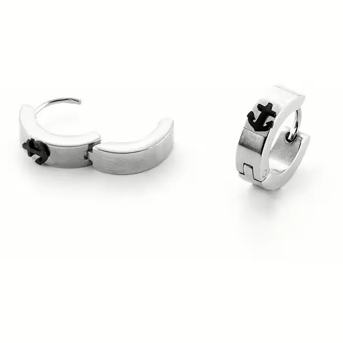 Orecchini Uomo Paciotti a Cerchio in Acciaio pvd Nero