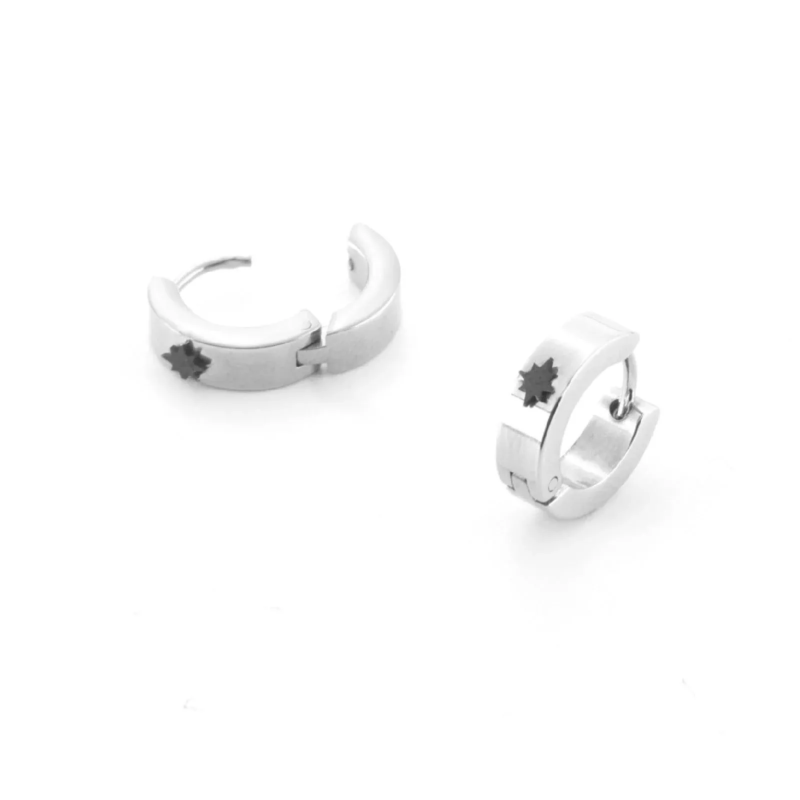 Orecchini Uomo Paciotti a Cerchio con Rosa dei Venti in Acciaio pvd Nero