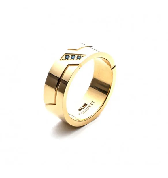 Anello Uomo Paciotti in Acciaio Pvd Gold con Zirconi Blu