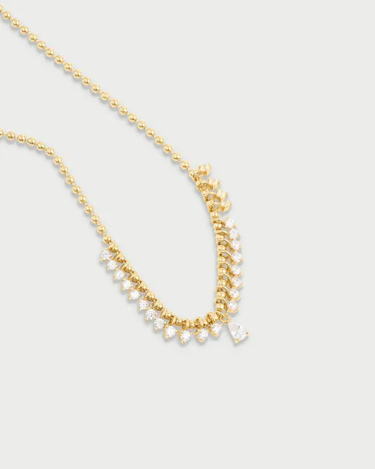 Collana Donna Rue Des Mille Athena in Argento Dorato e Zirconi Bianchi