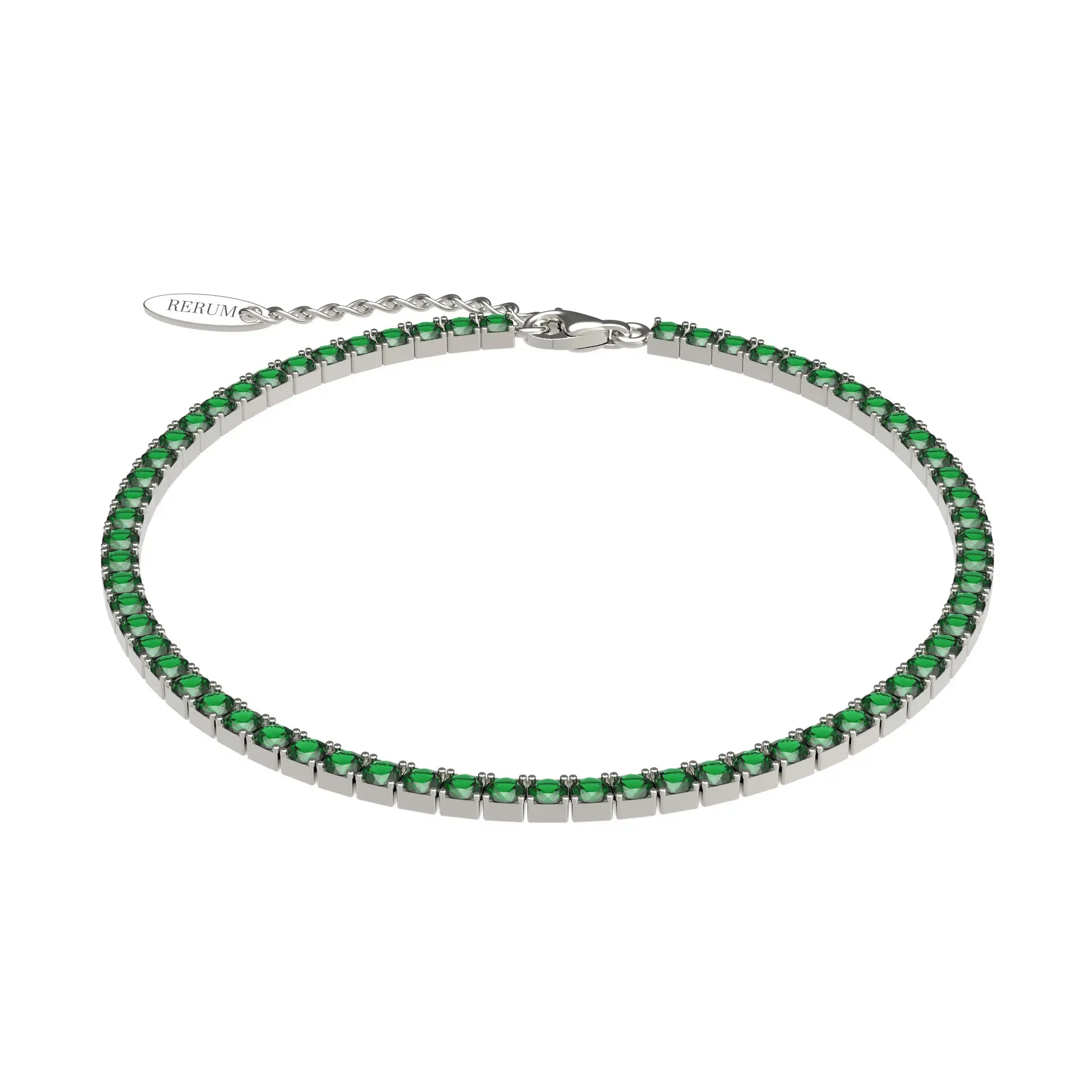 Bracciale Donna Rerum Tennis Verde 2,5 mm in Argento Rodiato e CZ Smeraldo