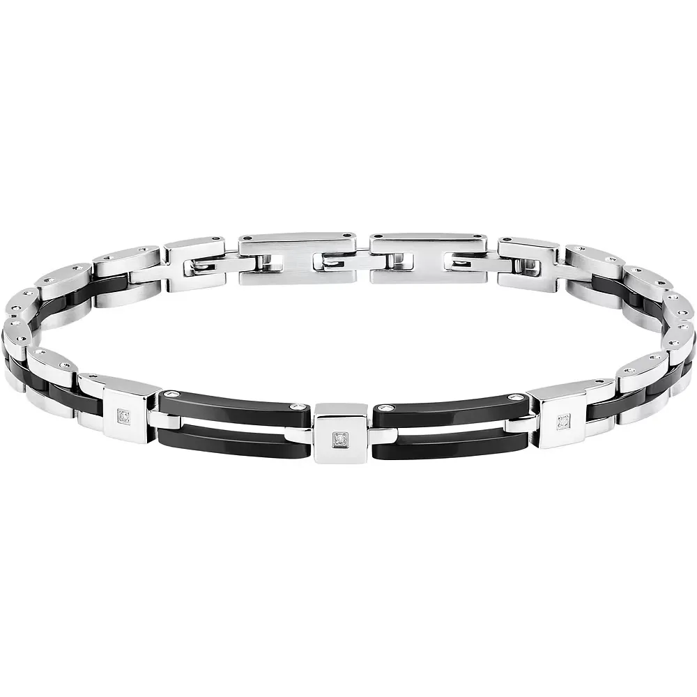 Bracciale Uomo Sector Ceramic a Maglie con Diamanti