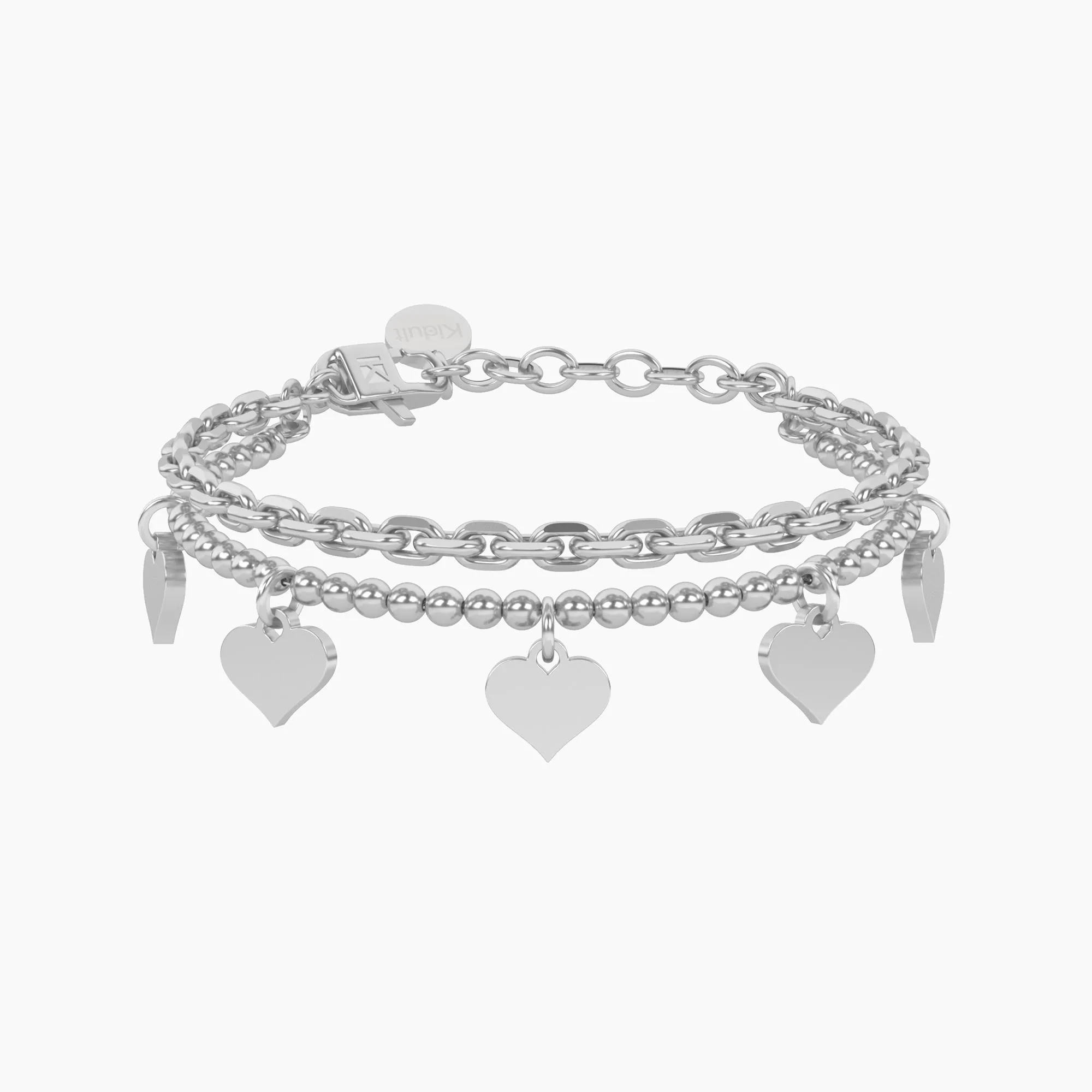 Bracciale Donna Kidult Catena Forzatina e Sfere con Cuore