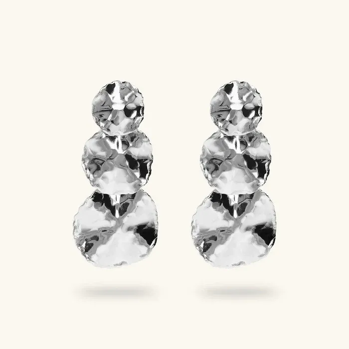 Orecchini Donna Etrusca Pendenti a Dischi Graduati Martellati