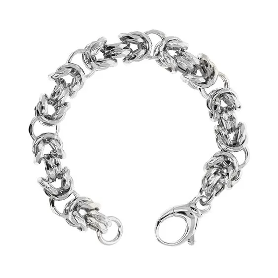 Bracciale Donna Etrusca Maxi Catena Bizantina Martellata