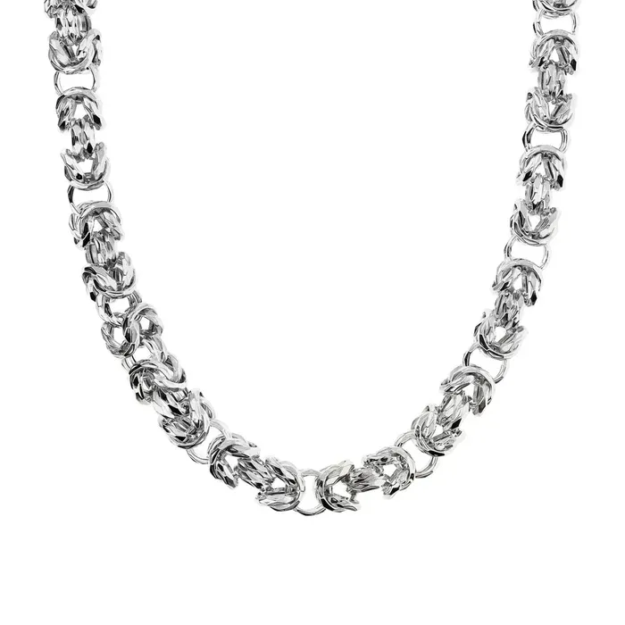 Collana Donna Etrusca Girocollo Maxi Catena Bizantina Martellata