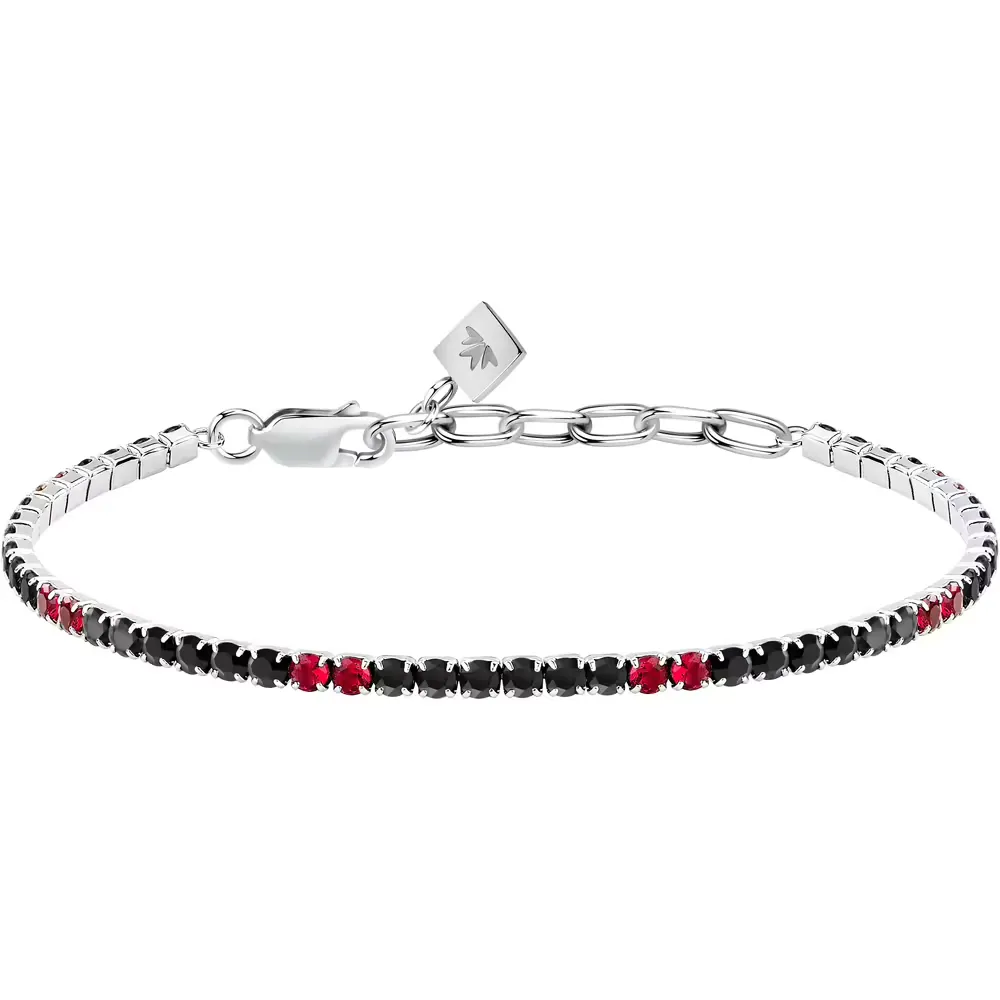Bracciale Uomo Morellato Tennis con Zirconi Neri e Rossi