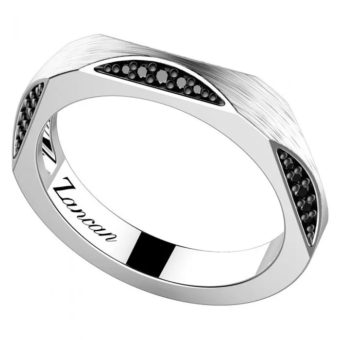 Anello Uomo Zancan in Argento con Pietre Nere