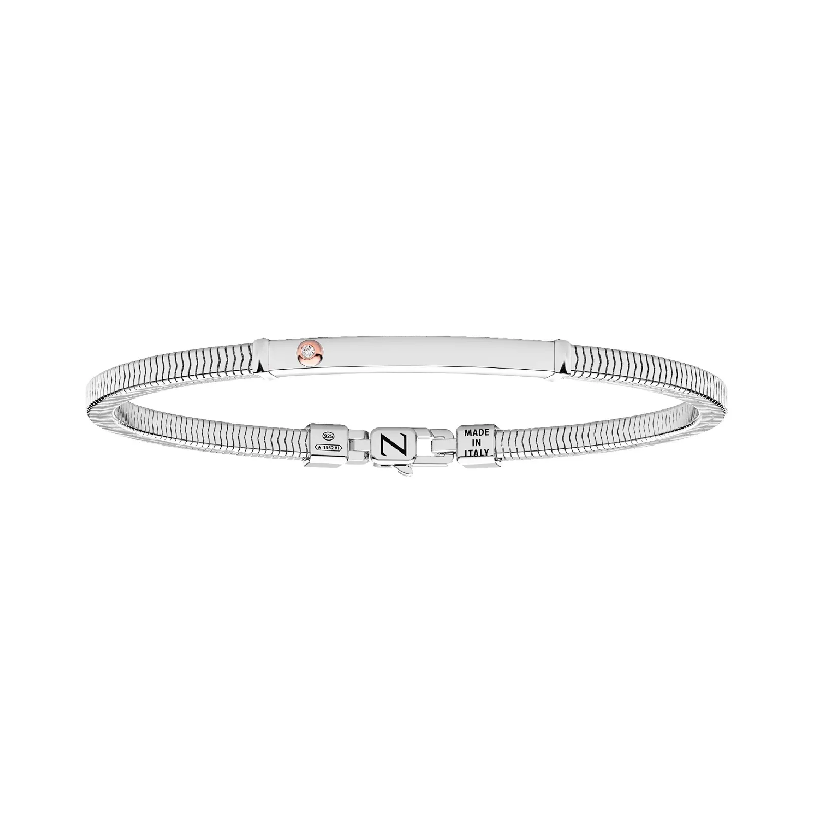 Bracciale Uomo Zancan in Argento con Targa e Zircone