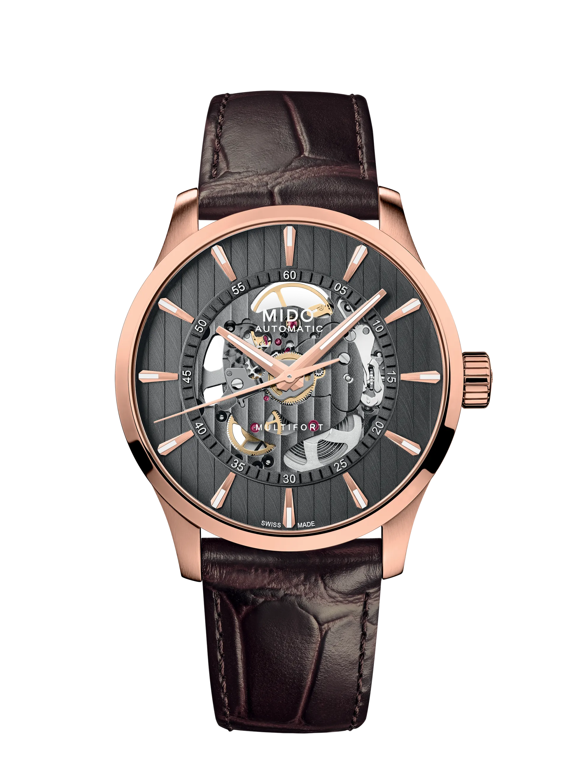 Orologio Uomo Mido Multifort Skeleton Vertigo Automatico con Quadrante Grigio 42 mm