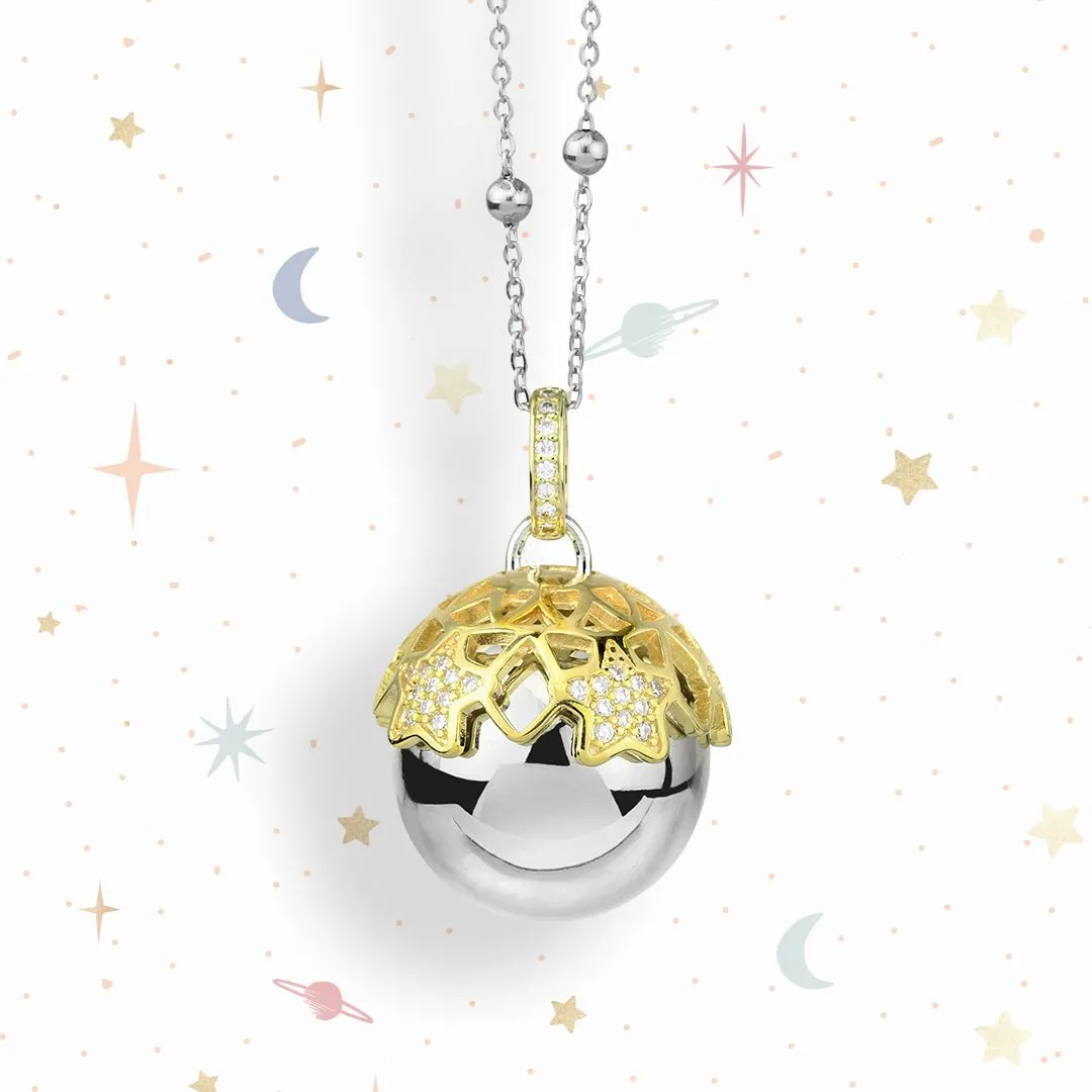 Collana Donna Boccadamo Chiama Angeli con Ciondolo Sonoro Coppetta Placcata Oro Giallo di Stelle e Peluche