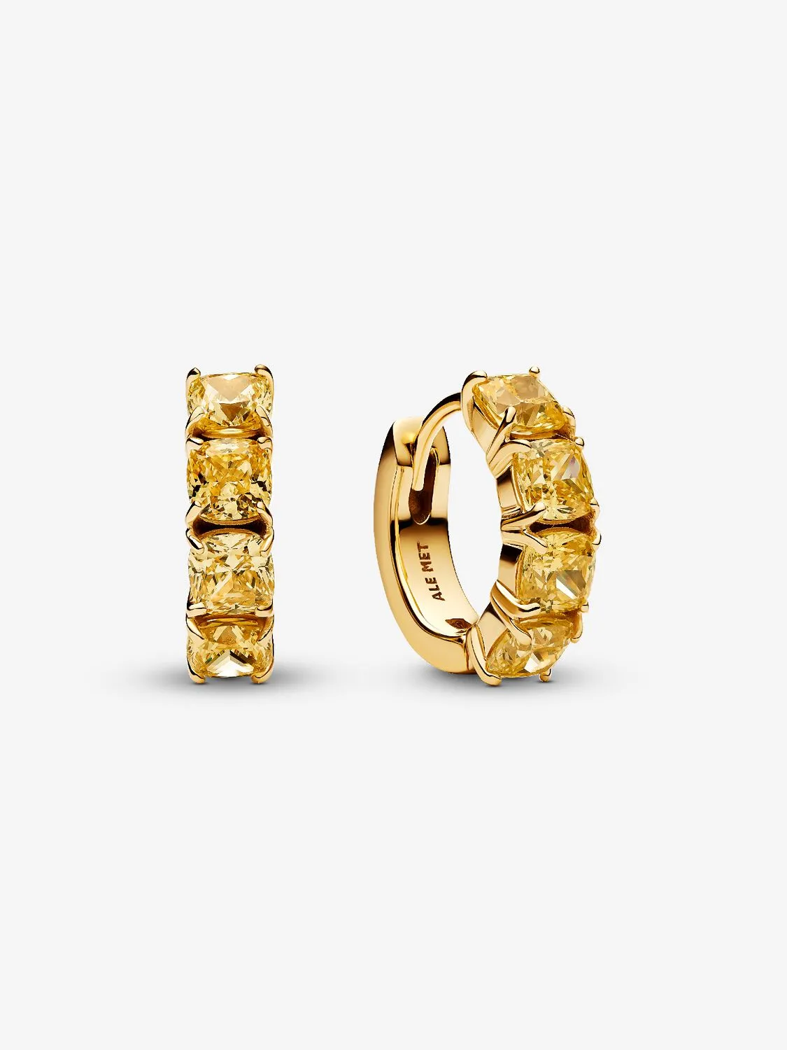 Orecchini Cerchi Pandora Cristalli Gialli Placcatura in Oro 14k
