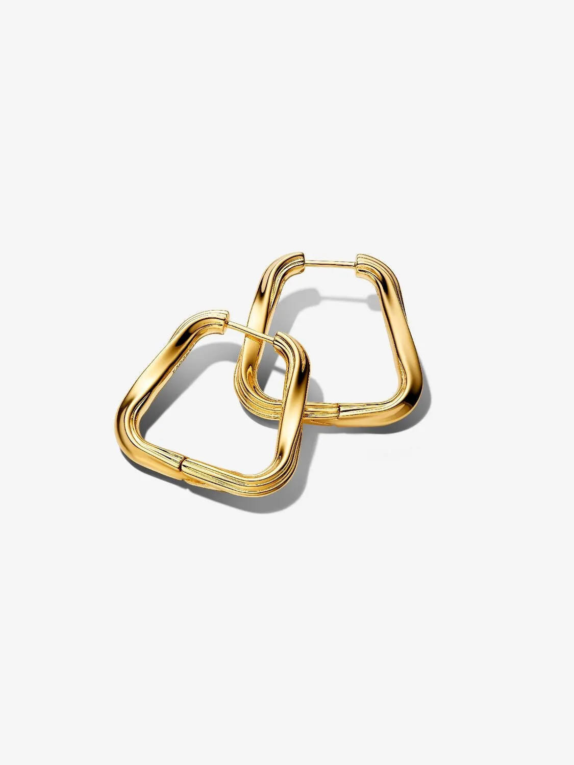 Orecchini Pandora Cerchi Squadrati Grandi Linea Avvolgente Placcatura in Oro 14k