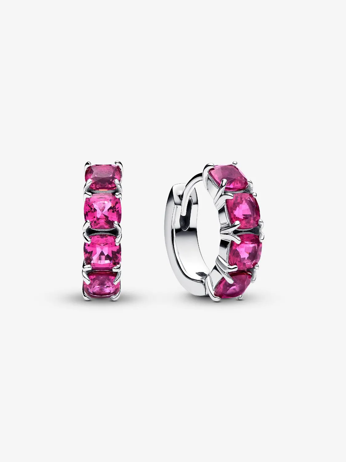 Orecchini Cerchi Pandora Cristalli Rosa Scuro Argento Sterling 925