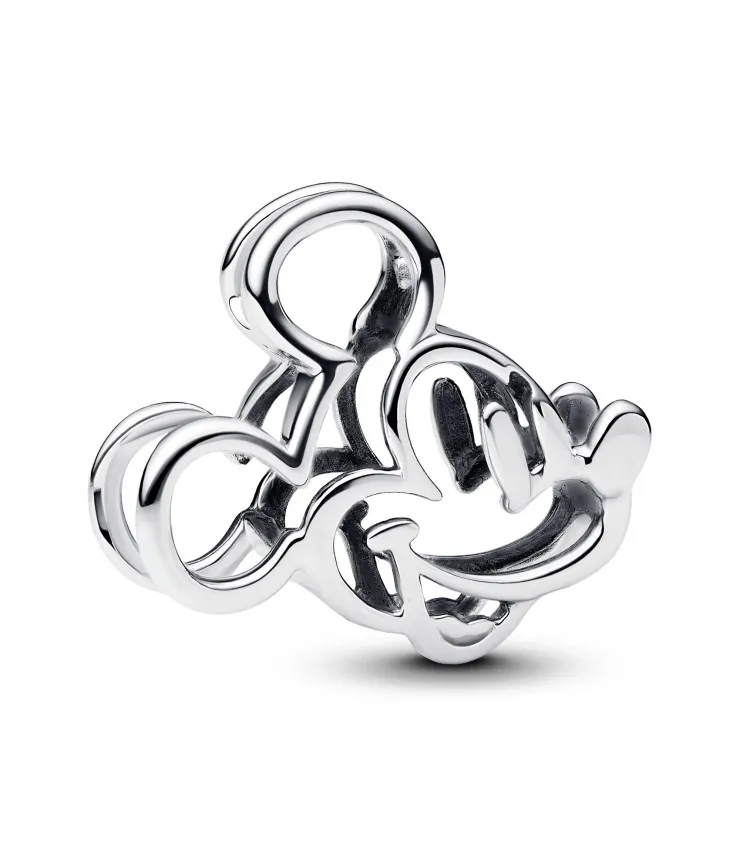 Disney, Mickey Mouse & Minnie, Charm Pandora Openwork Mickey