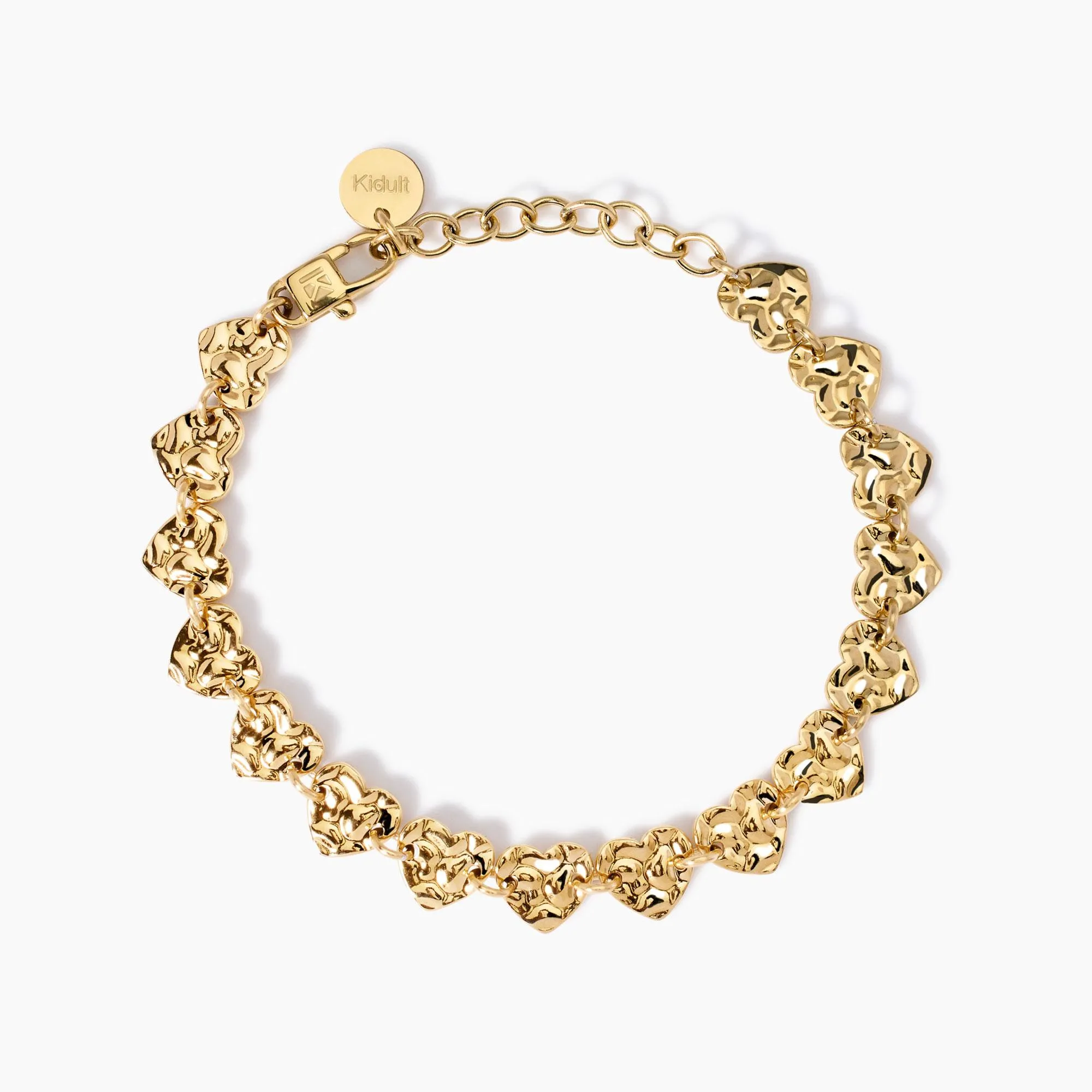 Bracciale Donna Kidult Dorato con Cuori Effetto Martellato