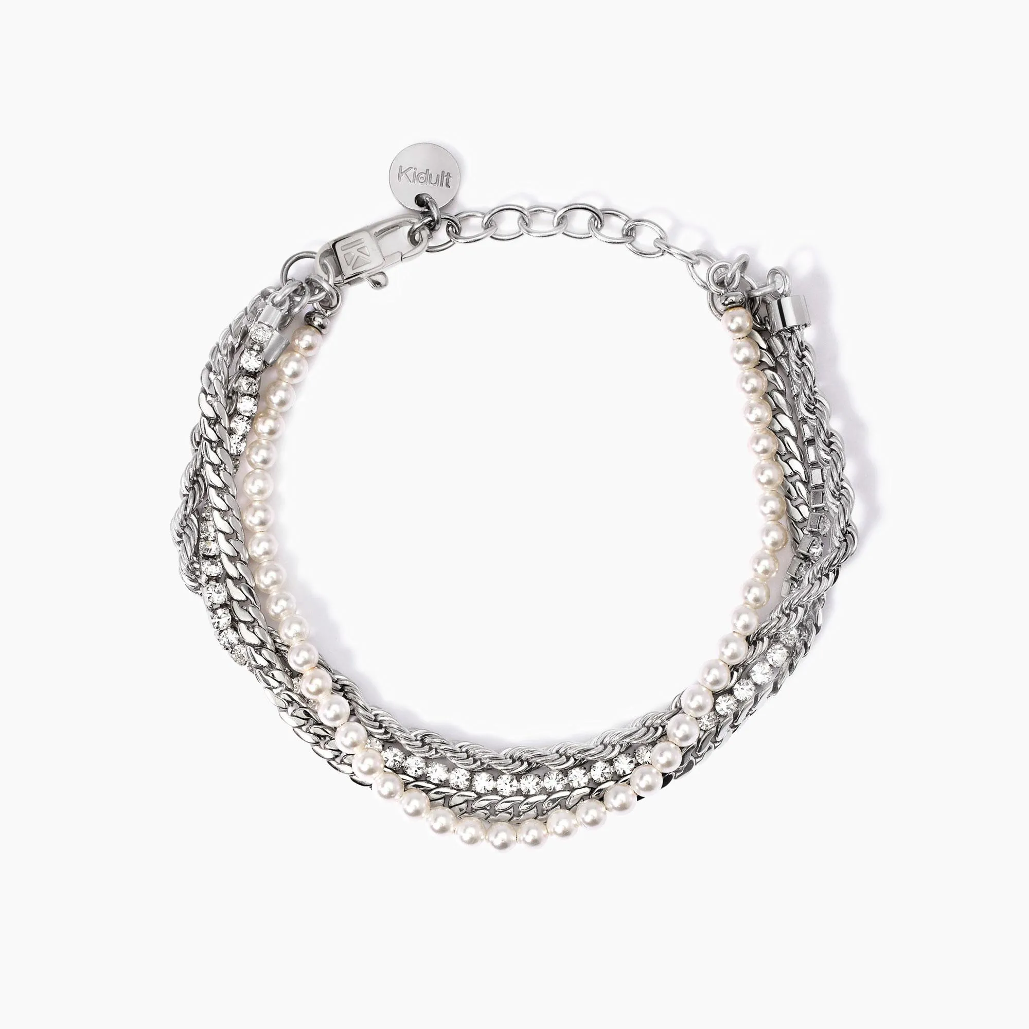 Bracciale Donna Kidult con Perle e Tennis Bianco