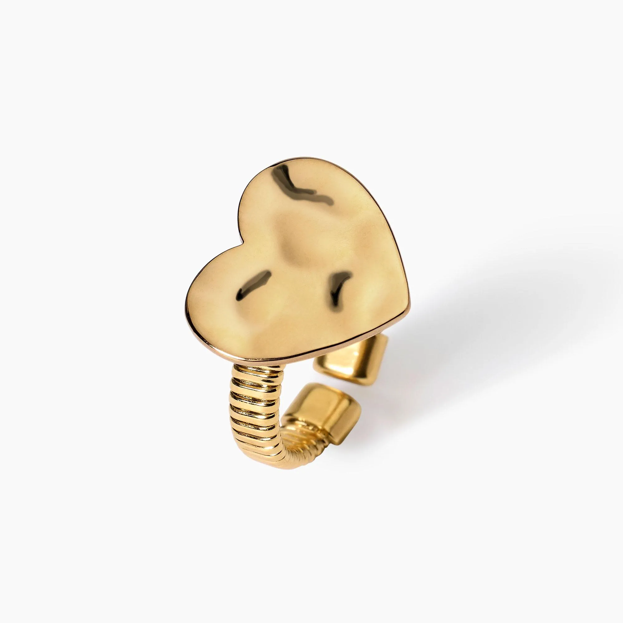 Anello Donna Kidult Dorato con Cuore Effetto Martellato