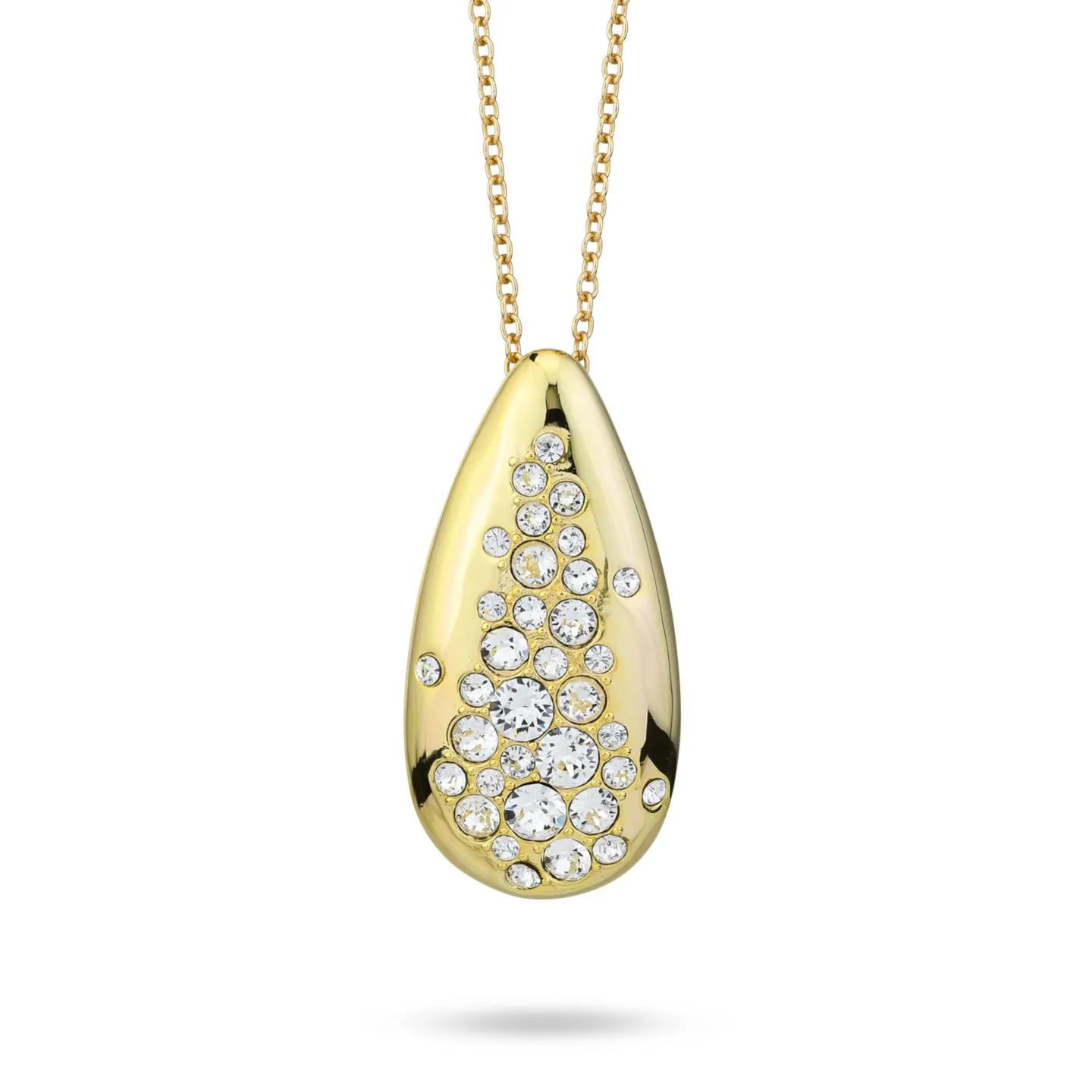 Collana Donna Boccadamo Placcata Oro Giallo con Pendente Grande a Goccia di Cristalli Crystal