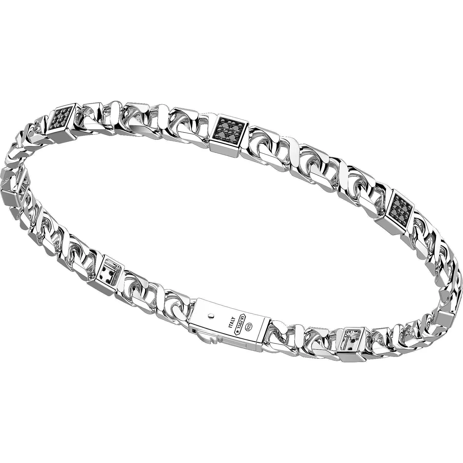 Bracciale Uomo Zancan Alpha Maglia con Spinelli Neri