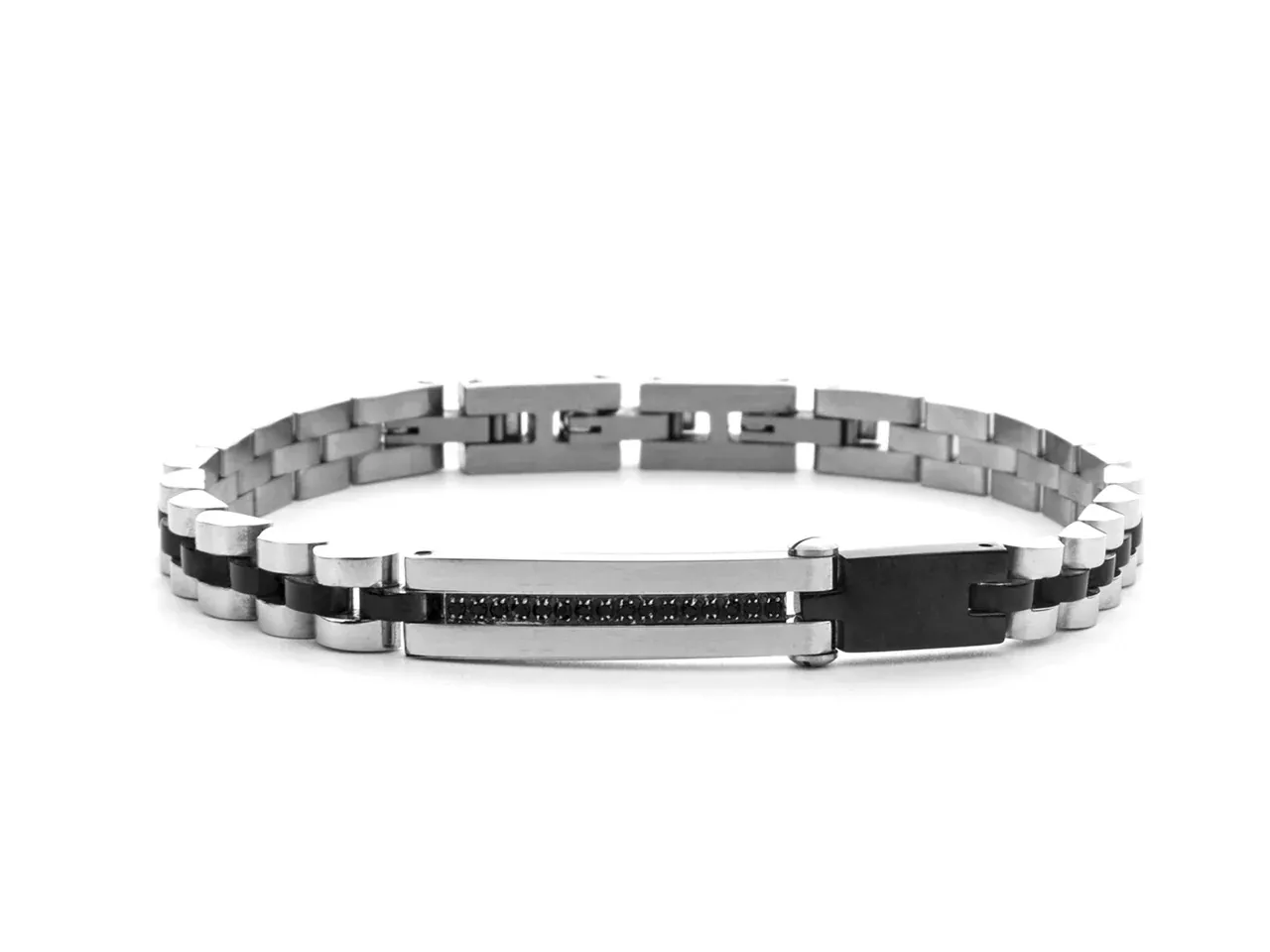 Bracciale Uomo Paciotti in Acciaio pvd Nero e Zirconi Neri