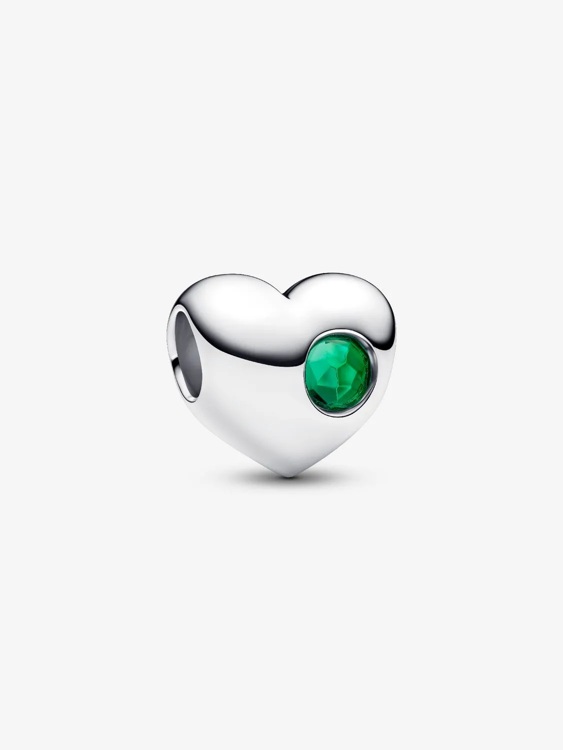 Charm Pandora Cuore con Pietra Verde Maggio da Incidere