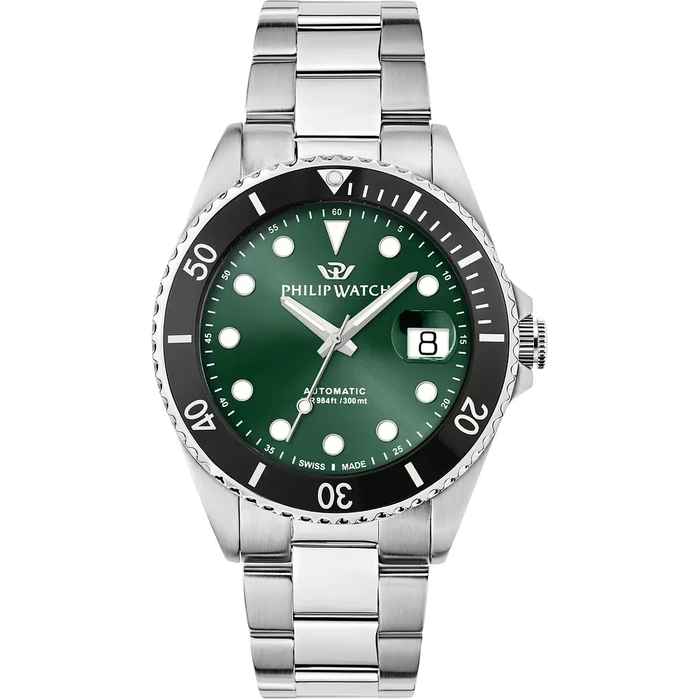 Orologio Uomo Philip Watch Caribe Diving Automatico con Quadrante Verde 42 mm