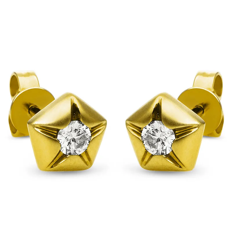Pure! Diamonds Jewelry - Orecchini a perno 18 kt Stella, smerigliato